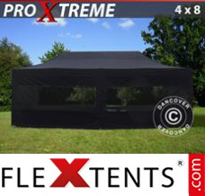 Tonnelle pliable FleXtents Xtreme 4x8m Noir, avec 6 cotés