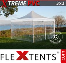 Tonnelle pliable FleXtents Xtreme 3x3m Transparent, avec 4 cotés