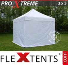 Tonnelle pliable FleXtents Xtreme 3x3m Blanc, avec 4 cotés