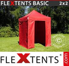 Tonnelle pliable FleXtents Basic, 2x2m Rouge, avec 4 cotés