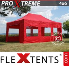 Tonnelle pliable FleXtents Xtreme 4x6m Rouge, avec 8 cotés