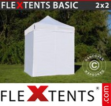 Tonnelle pliable FleXtents Basic, 2x2m Blanc, avec 4 cotés