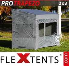 Tonnelle pliable FleXtents PRO Trapezo 2x3m Gris, avec 4 cotés