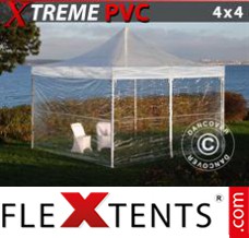 Tonnelle pliable FleXtents Xtreme 4x4m Transparent, avec 4 cotés