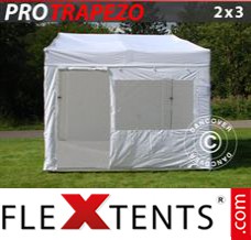 Tonnelle pliable FleXtents PRO Trapezo 2x3m Blanc, avec 4 cotés