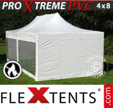 Tonnelle pliable FleXtents Xtreme Heavy Duty 4x8m Blanc, avec 6 cotés