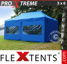 Tonnelle pliable FleXtents Xtreme 3x6m Bleu, avec 6 cotés