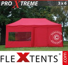 Tonnelle pliable FleXtents Xtreme 3x6m Rouge, avec 6 cotés